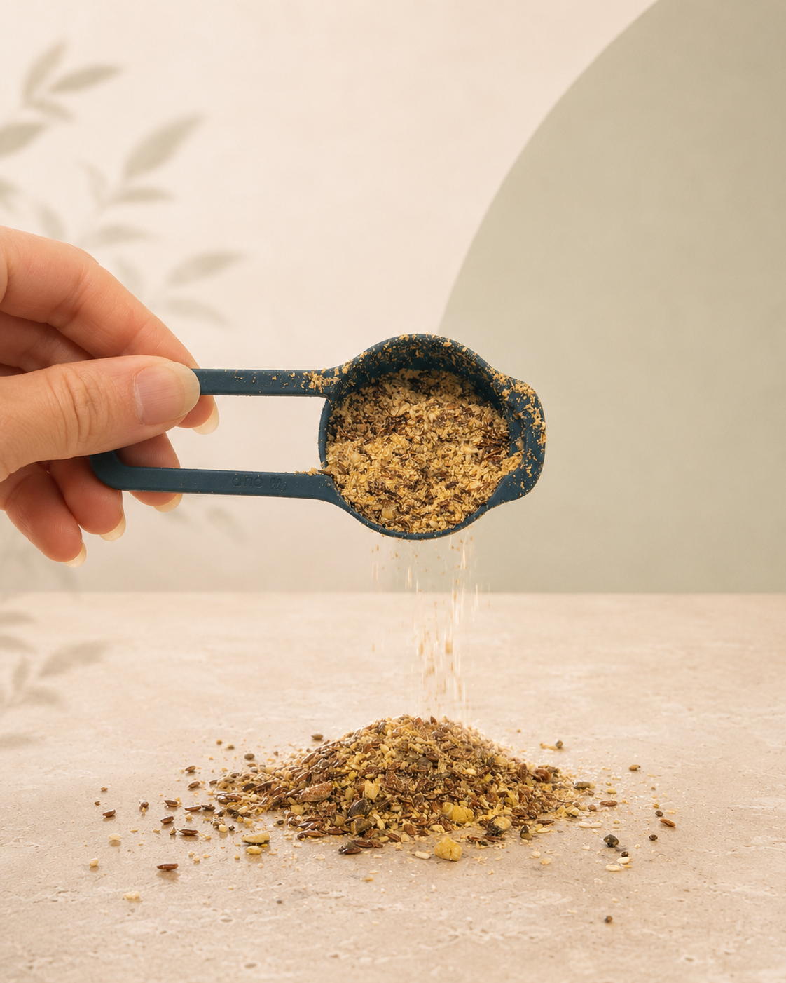 Scoop of Iron Rich Blend showing seeds and nuts