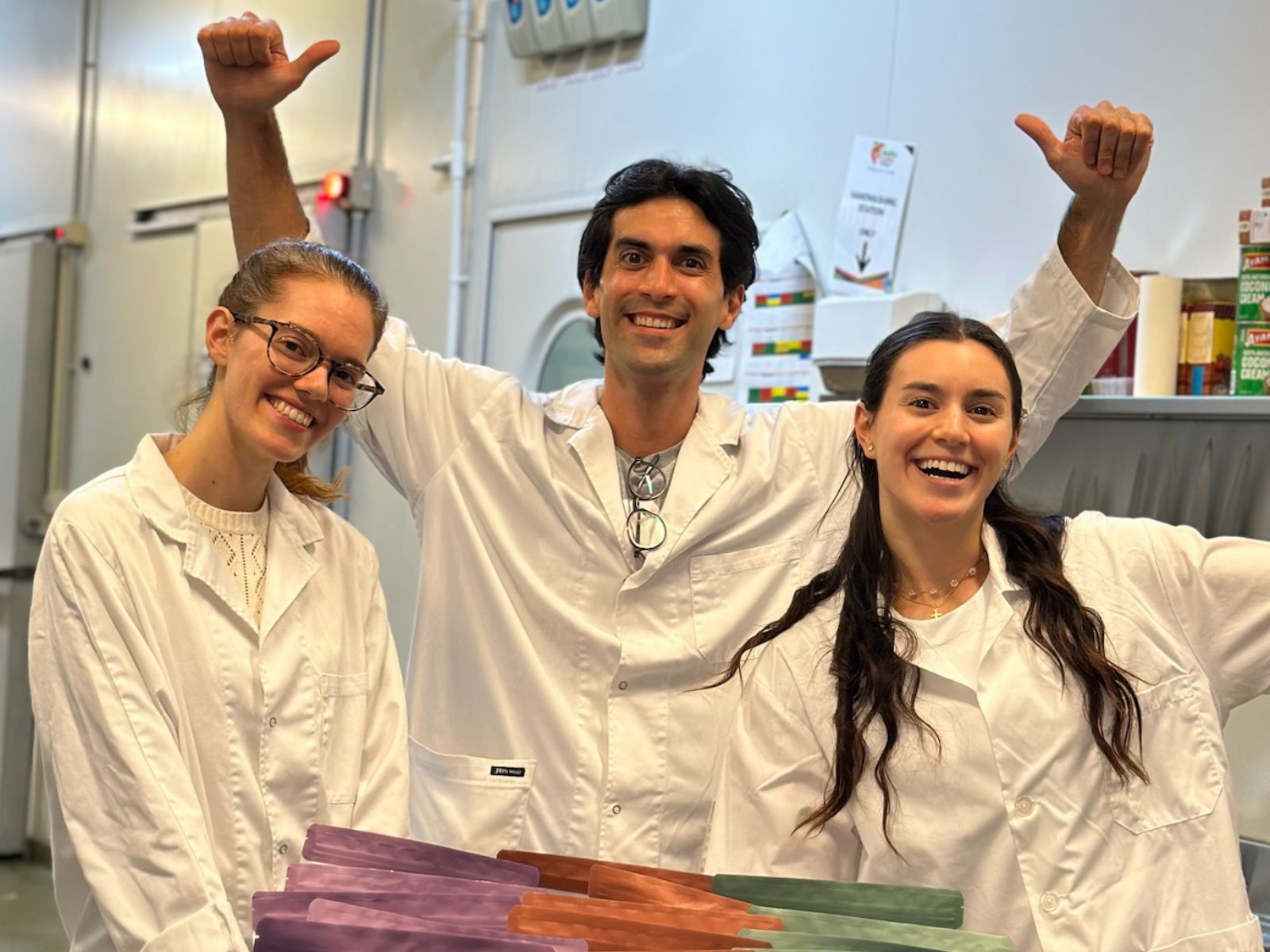 The My Daily Gut team celebrating in the production facility with all three blends
