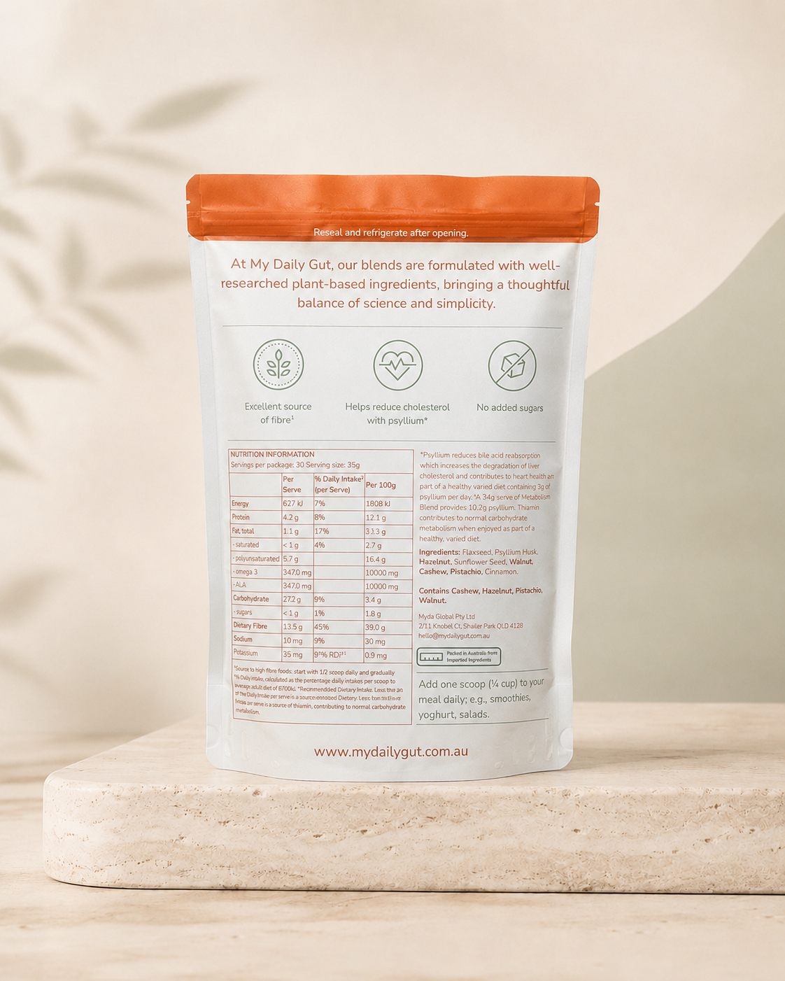 Metabolism Blend 30-day pouch back panel